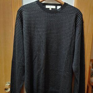 Joseph Abboud Merino Wool Sweater size M, Black with Grey stripes